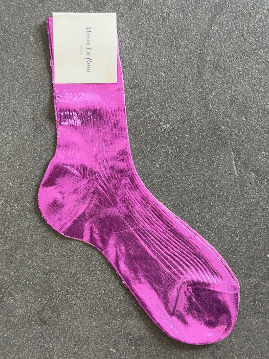 Maria La Rosa Accessories - Maria La Rosa Laminated Silk Socks in Fuchsia